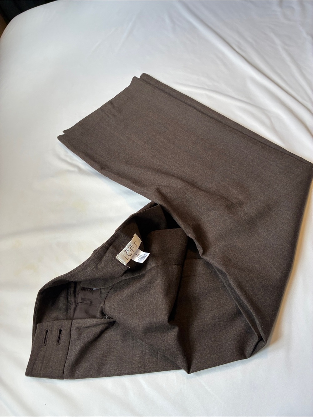 LOFT Men's Dark Brown Dress Pants - Tailored Flat Front